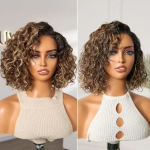 Image Blonde Highlight Water Wave Bob Wig