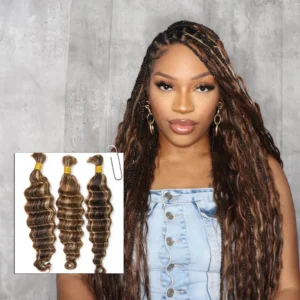 Image #4 / #27 / #30 Mix Color Blend – Loose Deep Wave Bulk Human Braiding Hair