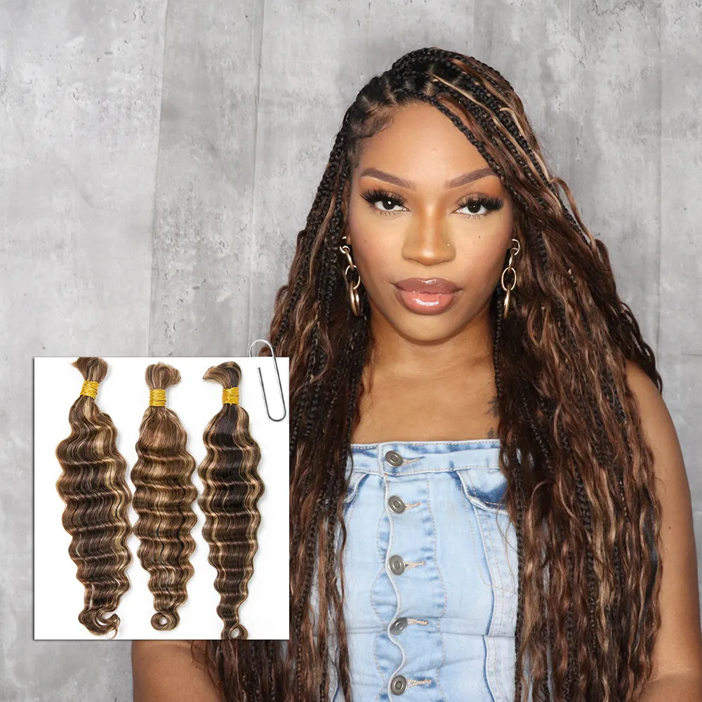 Image #4 / #27 / #30 Mix Color Blend – Loose Deep Wave Bulk Human Braiding Hair