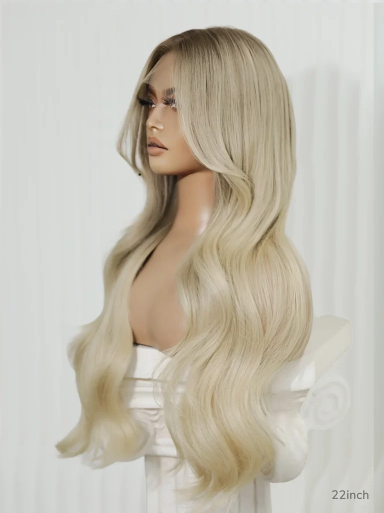 Image Brooklyn Bangs Buttery Blonde 180% Density HD Lace Front Wig