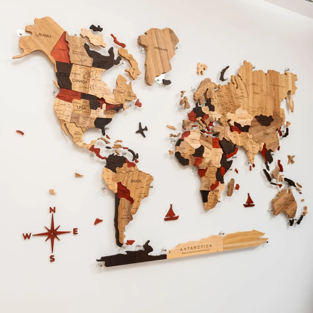 Image 3D Solid Wooden World Map – Enjoy The Wood